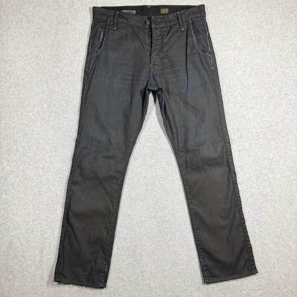 G Star Raw ASTRO SLACKS‎ Men 33x32 Dark Wash Dress Denim Pants Button Fly Italy